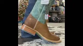 Tin Haul Ladies Turquoise Yee-Haw Square Toe Boots with Paisley Calf Sole 14-021-0077-1388-TA