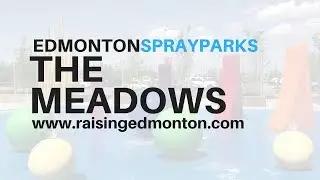 Meadows Rec Centre Spray Park with tables, chairs, new green space and washrooms inside.