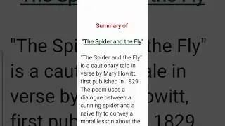 The Spider and the Fly Summary