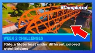 Ride a Motorboat Under Different Colored Steel Bridges - Fortnite Week 2 Challenges