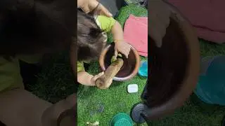 Adorable Baby Fah Making Cucumber Salad 🥗 - Thai Street Food #cooking #shorts