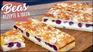 Kirschkuchen Rezept mit Vanillecreme im Zwillingsteig