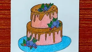 How to draw Birthday cake /easy Double cake drawing /H2 Art🎨