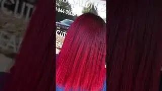Transforming Yellow Hair With Dark Regrowth To Fabulous Ruby Red by Taylorsbeautychair
