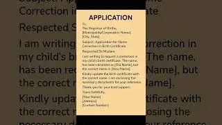 How to write an application for correction of name in birth certificate #shorts#shortfeed