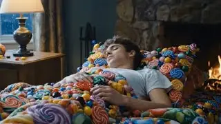 24 minutes Bed from candy ASMR relaxation video google veo3 Ai satisfying relaxing sleep 