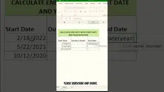 How To Calculate Your Project End Date In Excel Using The Duration In Years #excelshorts #excel