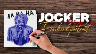 Joker 🃏 Portrait Drawn Using Only Pen || Freehand Art 🎨 || @Auganart #jocker #sketch #art #auganart 