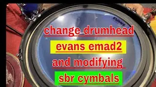 evans emad 2 bassdrum head set up| tuning |and i also modify my sbr cymbals by creating a hole on it