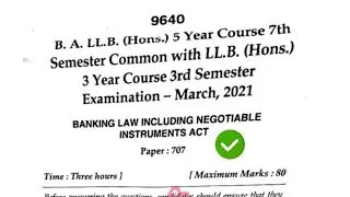 Mdu BA LLB 7th Sem Banking Law Question Paper 2021