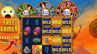 Record de 124 FREE SPINS Gagnés sur la Machins à Sous WHEELS OF FLAME ( Retrigger sur Retrigger ! )