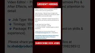 Urgent HIRING for Video Editor #videoeditor #urgenthiring