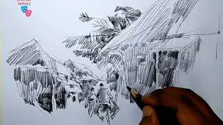SHORT PENCIL SKETCH BY SHOHAG PARVEZ. village of Bangladesh