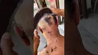 shaving a head using a knife