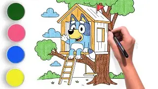 How to Draw Bluey | Bluey in a Treehouse 🌳🐶 | Easy Drawing & Coloring for Kids Step-by-Step