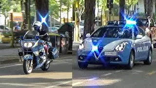 [RARE] Moto Polizia Stradale + Volante PS Jesolo in emergenza - Police car and motorbike responding