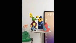 BHM Nordic-Style Matte Ceramic Flower Vase - Graphic Sector Design for Modern Home Decor