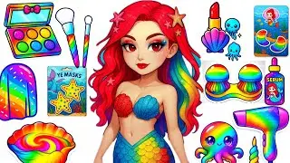 ❤️Paper DIY🎀KPOP DEMON HUNTERS Rumi Skincare + Makeup Blind Bag Unboxing ASMR | Rainbow Mira Mermaid