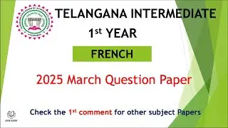 TS TG Inter 1st Year French 2025 March previous Question Papers IPE Telangana intermediate