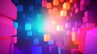 abstract background with blue and red cubes in the center of the image, Abstract background with