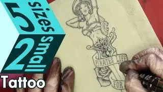 Old School Traditional Pin-Up Pirate Dagger Flash Tattoo on Fake Skin Practice