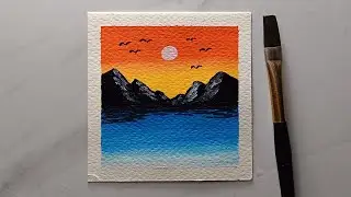 Easy Mountain Painting | Mountain Scenery Painting With Acrylic Colour | Painting For Beginners