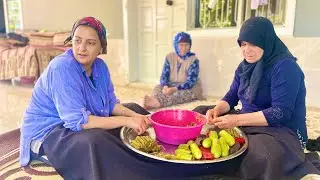 KÖY HAYATI ŞARK KÖŞEMİZDE YAPRAK HASADI \ ETLİ KALEM SARMASI YEMEĞİ