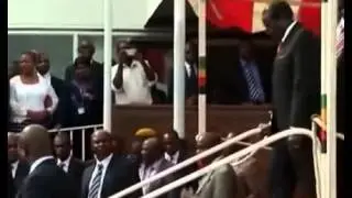 Robert Mugabe falls down steps in Zimbabwe