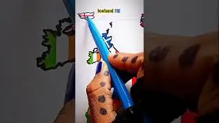 Рисунок карты с флагом Исландии 🇮🇸 #исландия