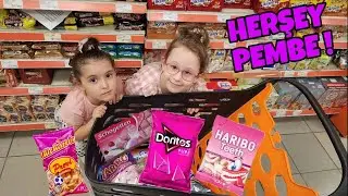 BAHAR VE BANU ALYA MARKETTEKİ PEMBE OLAN HERŞEYİ ALDI !! ماما جابت بيبي - جنى مقداد | طيور