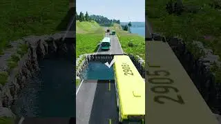Bus vs water pit #37 #beamngdrive #mcqueenbeamng #cartransport #bus