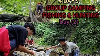 4Days Overnight Group Camping In Deep Forest|| AMAZING Catching Fish & Hunting (day2)  @youngls