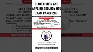 [Download] Geotechnics AND Applied Geology GTU Exam Paper | 2130606 GTU Paper Easy Download 06 March