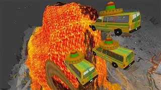 Beamng Drive - Bridge Jumping Against Volcano & Lava