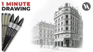 BEAUTIFUL PARIS Streets Freehand Perspective Drawing Architecture Timelapse Video UHD 4K