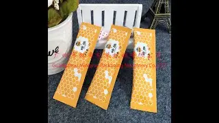 3 sides sealing bag honey packing machine,honey filling machinery,sachet honey packer working video