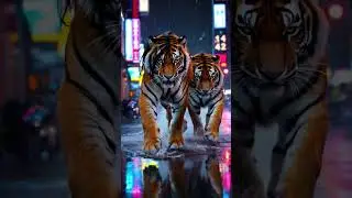 Neon Tiger Run 🐅 #tigerrun #neonjungle #viral #animation #cinematic #hyperreal