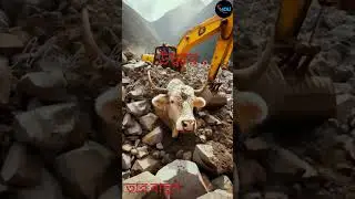 Mountain  attacked cows, rescue team saves life# shorts # shortsfeed #Cows# animals#viral