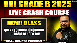 RBI Grade B Course 2025 | RBI Online Crash Course Demo Class for Quant | RBI Coaching Live Classes