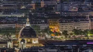 The Grand Hotel-Dieu aerial night timelapse hyperlapse in Lyon, France.
