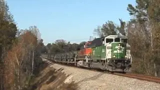 CSXT Military Train W812 with BN SD60M Leading at Boneville, Georgia on 11/18/2005