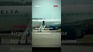 Plane catches fire on runway