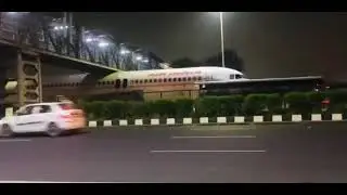 Air India Plane gets stuck Under a Bridge on Gurugram-Delhi Highway (Watch Video) | Viral Video