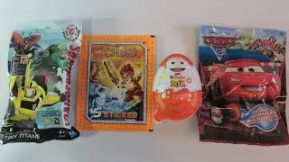 Игрушки Трансформеры мини-титаны Колеса Тачки LEGO Chima наклейки Киндер Сюрприз Джой TOYS Unboxing