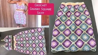 Crochet Daisy Flower Granny Square Patchwork Skirt//Crochet Granny Square Skirt with Spiral Joint