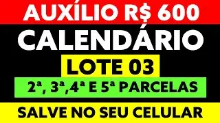 2 3 4 E 5 PARCELAS CALEND&Aacute;RIO AUXILIO EMERGENCIAL 600 REAIS LOTE 3