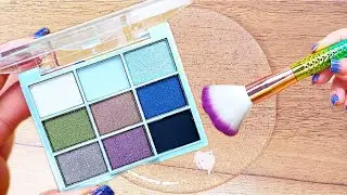 mixing EYE SHADOW with into slime|asmr makeup slime #asmr #slime #diy