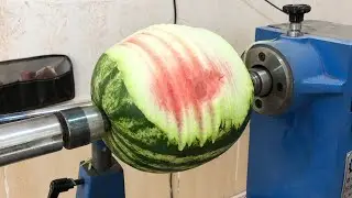 What do you think happened in the end? A lathe on a watermelon🍉