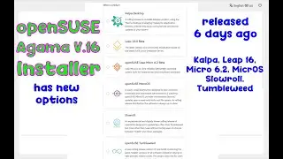 openSUSE agama 16 has arrived, with Kalpa as in installable option...