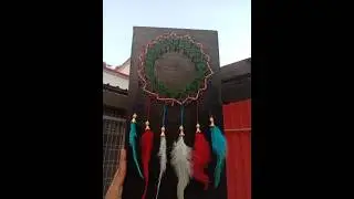 Dream catcher by string art #dreamcatcher #stringarttutorial #stringart #dreamcatcherart